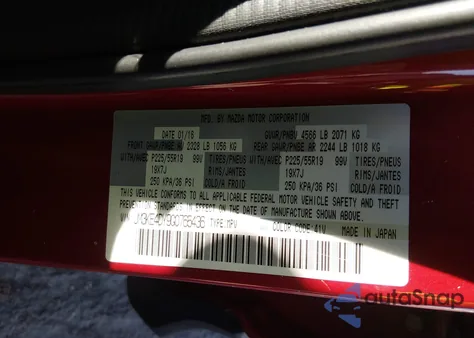 2016 Mazda Cx-5 Grand Touring from USA, damaged, VIN JM3KE4DY9G0765436